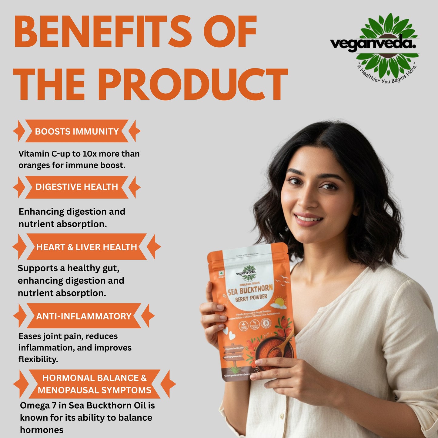 Premium Sea Buckthorn Berry Powder | 100% Natural & Pure | 200 Grams