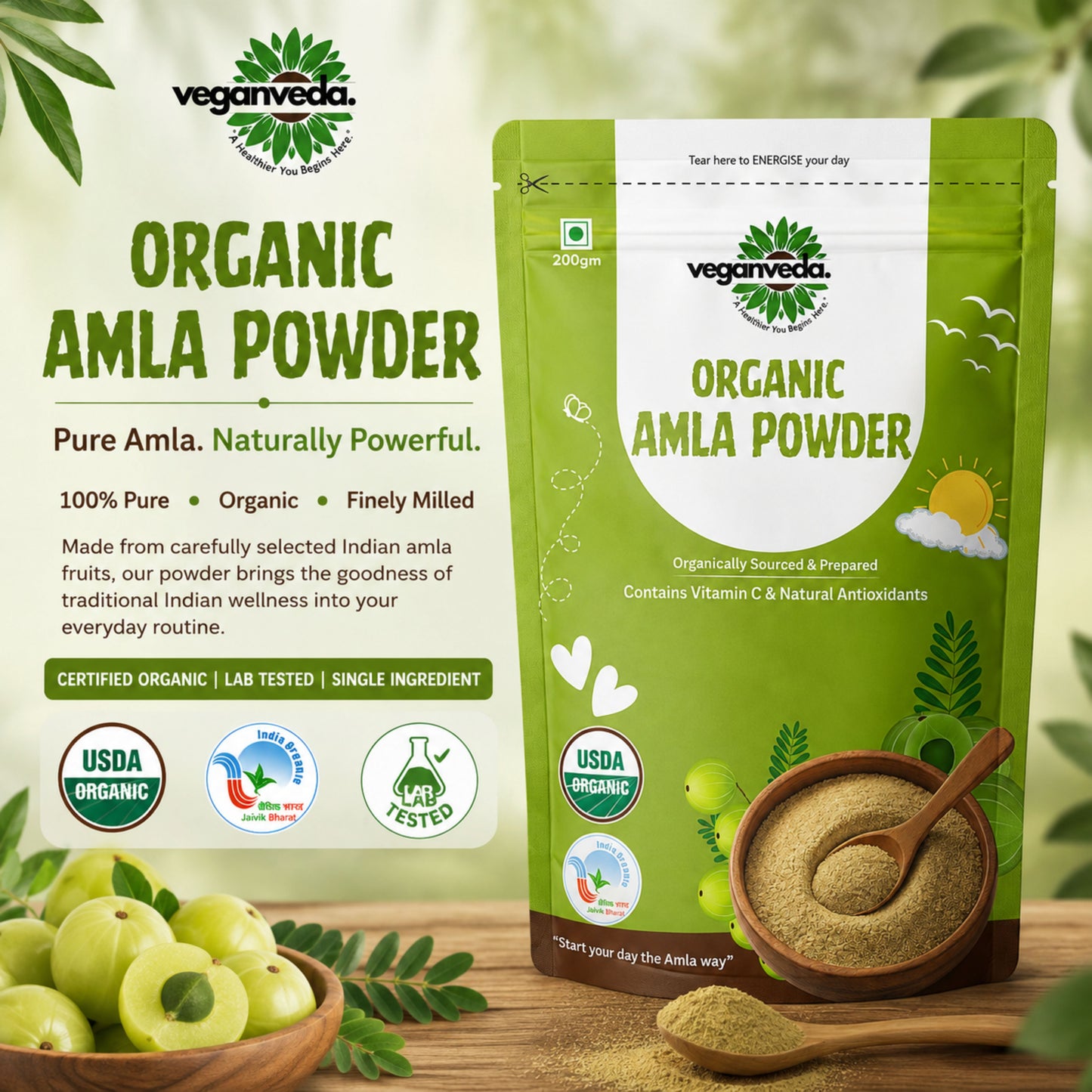 Amla powder For Hair Growth & Immunity Rich in vitamin C Boost Collagen | 200gm