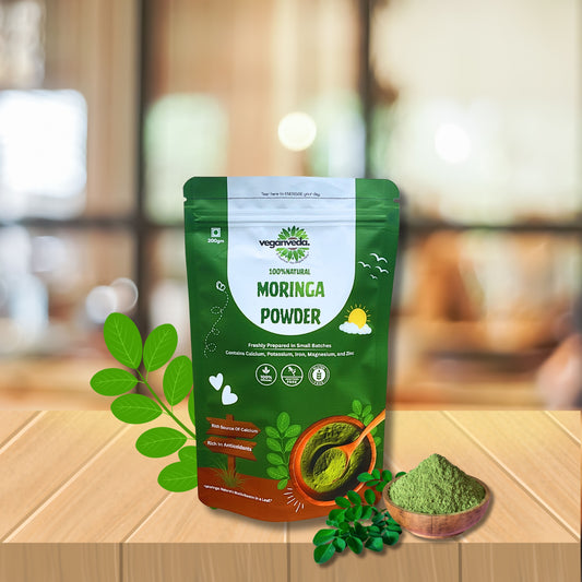 VeganVeda Natural Moringa Powder | Organic Energy Supplement | Plant Protein Powder | Moringa Leaves Powder for Drinking, Smoothies & Detox | 200g | Rich in Antioxidants & Calcium