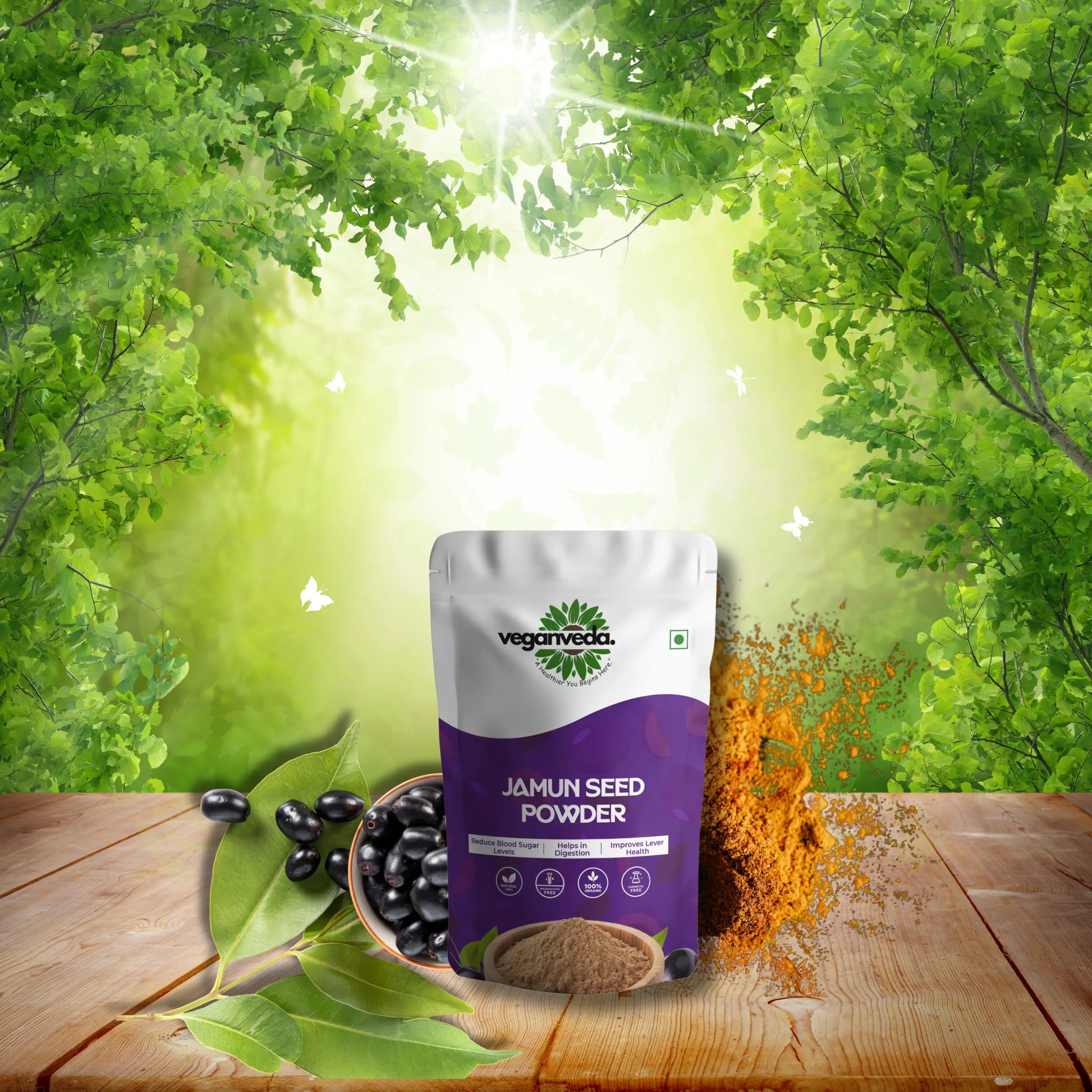 Jamun seed powder | 200 gm|Balance blood sugar levels | Improve digestion Veganveda